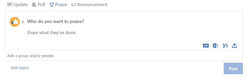 Yammer Lob für Mitarbeiter